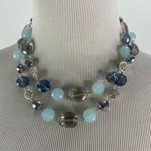 TRIFARI 2 STRAND BLUE CRYSTAL BEADS necklace